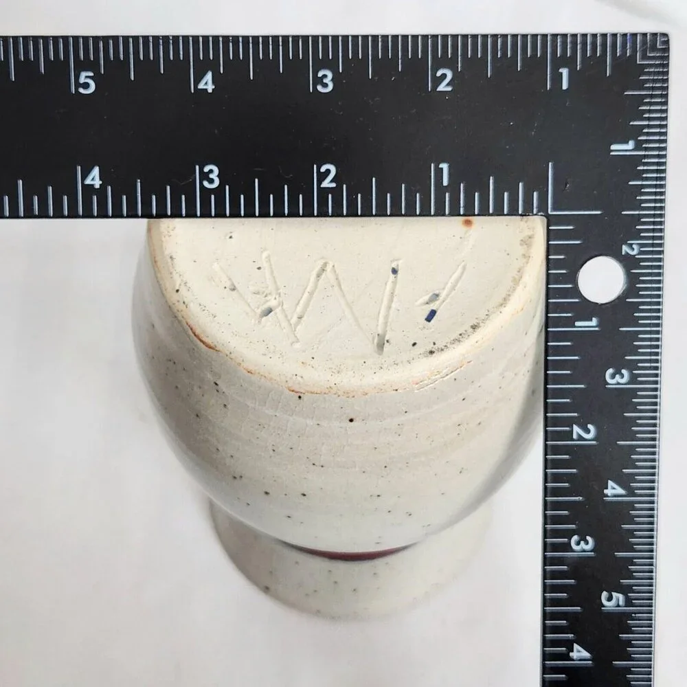 Vtg Studio Art Pottery Vase Hand Thrown Stoneware Artist Signed Gray 5.75” Heavy